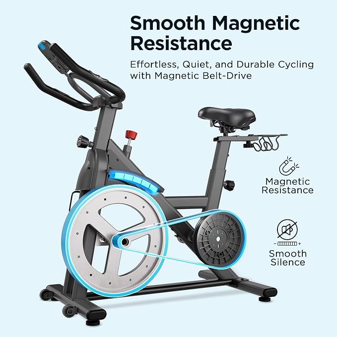 JLL Magnetic Exercise Bike - Indoor Stationary Cycling Bike with Free Fitness App, Adjustable Comfortable Seat, Low Noise Indoor Cycling Bike for Home Gym