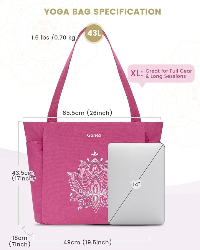 Gonex Yoga Mat Bag, Large Tote Bag with Multi Pockets for Women Men, Canvas Mat Carrier, Full Zipper Easy Access for Pilates Gym Travel