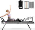 SogesHome Foldable Pilates Reformer Machine for Home Gym, Compact Fitness Reformer with Resistance Springs, Full Body Workout Equipment for Core Strength, Flexibility, Weight Loss, Stability