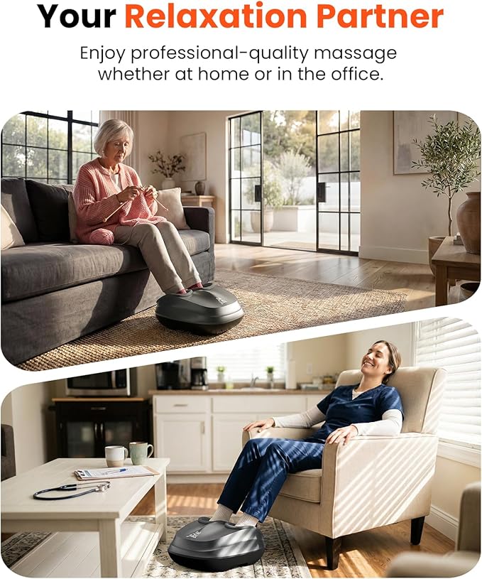 BOB AND BRAD Shiatsu Foot Massager with Heat and Remote,FSA Eligible HSA Deep Kneading Electric Feet Massager for Plantar Fasciitis, Fits US Size 12
