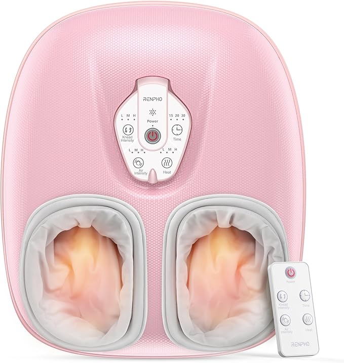 RENPHO Foot Massager Machine with Heat [2026 Upgraded], Shiatsu Foot Massager for Plantar Fasciitis, Birthday Gifts for Women Men, Cordless Control, Best Gifts for Women/Mom/Wife, Pink