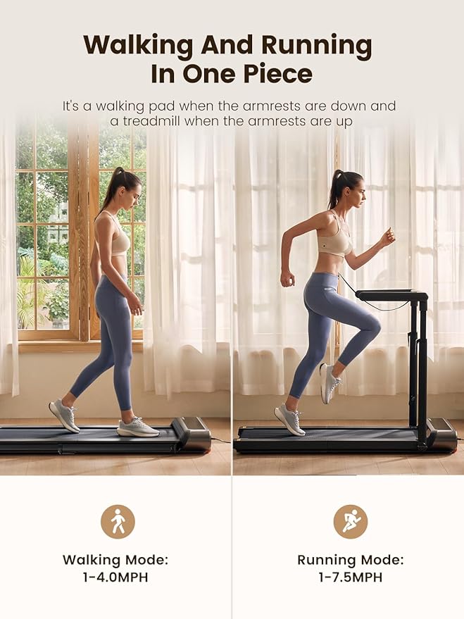 WALKINGPAD Folding Treadmill, 2 in 1 Walking Pad Under Desk Treadmill for Home and Office, Compact Foldable Design with App Control and LED Display