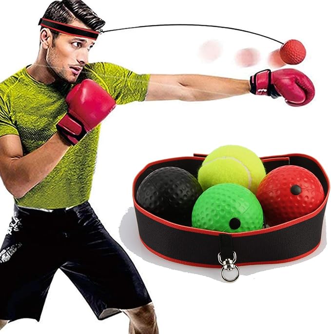 Boxing Reflexs Ball,Boxing Training Ball 4PCS with Headband,3 Different Difficulty Level Boxing Ball,for Reaction, Agility, Punching Speed, Fight Skill and Hand Eye Coordination Training