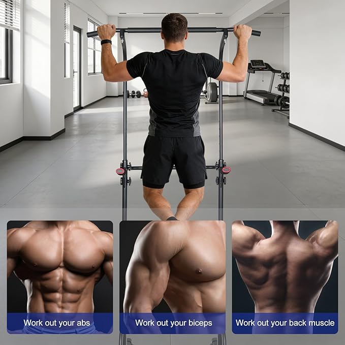 MIUDGIG Adjustable Height Dip Bar Station, Multi-function Dip Station Pull Up Bar Full Body Strength Training Workout Fitness Equipment for Tricep Dips, Heavy Duty Dip Station for Home Gym