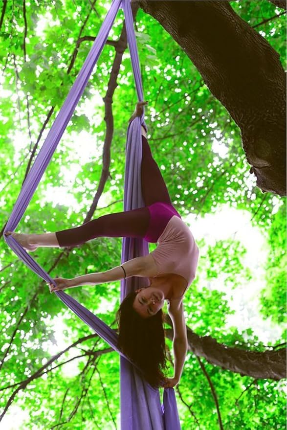 F.Life Aerial Silk 10 Yards Kit Durable Aerial Yoga Hammock with Hardware & Guide Aerial Swing for Acrobatic Flying Yoga