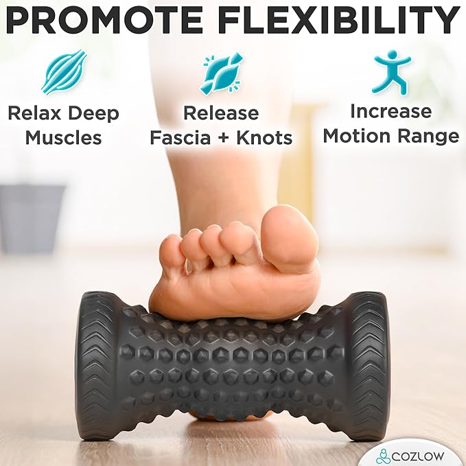 COZLOW - Foot Massager for Plantar Fasciitis Relief - Trigger Point Massage Roller for Feet Pain, Neuropathy, Heel Spur, Flat Arch - Portable Deep Tissue Muscle Therapy Tool for Sole, Calf, Hand, Arm