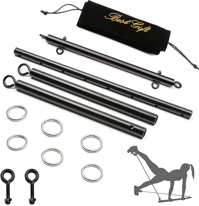Sovyime 2pcs Silver Portable Restore Spreader Bar, Exercise Guide Pilates Sports Aid Training Fitness Gear, Home Yoga Gym Kit