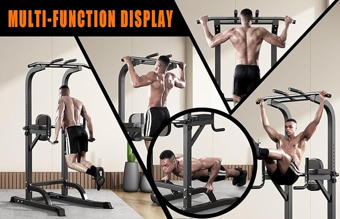 Power Tower Pull Up Bar and Dip Station, Multi-Function Home Gym, Strength Training Fitness Equipment, Height Adjustable