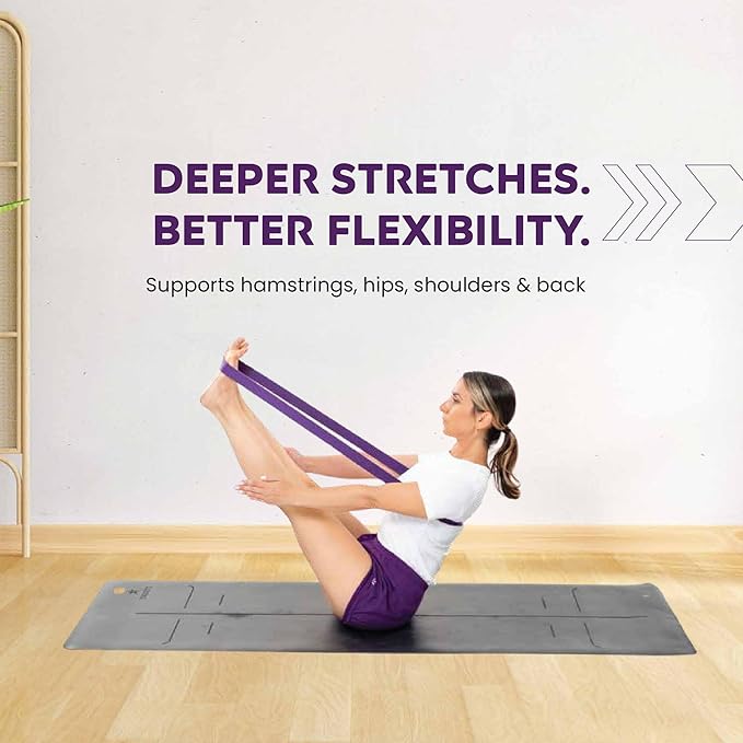 Yoga Strap - Adjustable D-Ring Buckle Yoga Belt for Pilates, Gym Workouts, and Physical Therapy | Improves Sitting Posture for Women & Men