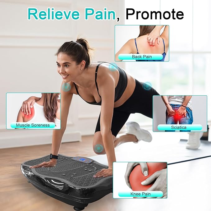 330lbs 120 Levels Vibration Plate Exercise Machine - Whole Body Workout Vibration Fitness Platform w/ Resistance Bands - Home Gyms Workout for Weight Loss & Toning,Black