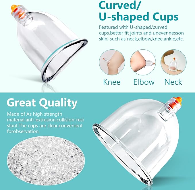 Ditind Cupping Therapy Set, 18 Pcs Cupping Set, Professional Cupping Kit for Massage Therapy, Portable Upgrade Cupping with Case, Pump Suction Cups for Cellulite Muscle Pain Relief Physical Therapy.