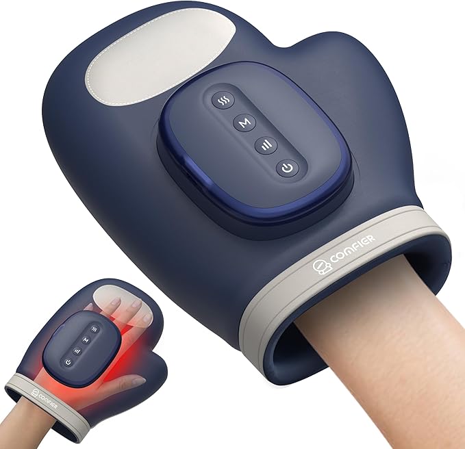 COMFIER Cordless Hand Massagerwith Heat and Compression, Updated Bigger Electric Hand Massage for Arthritis and Carpal Tunnel,Wrist Massage Used at Home,Office, for Women,Men,Blue