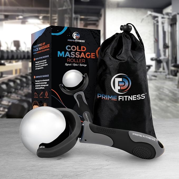 PRIME Fitness Cold Massage Roller Ball | Cold Therapy | Ice Roller Ball with Handle | cryo Stick | Relieve Muscle Pain (Black)