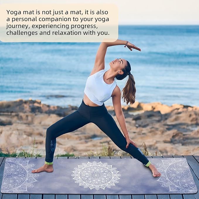 FOLAI Extra Thick Yoga Mat 6mm，pilates mat thick - Non-Slip Exercise Mat for HIIT, Pilates & Home Workouts & Workout with Free Carry Strap