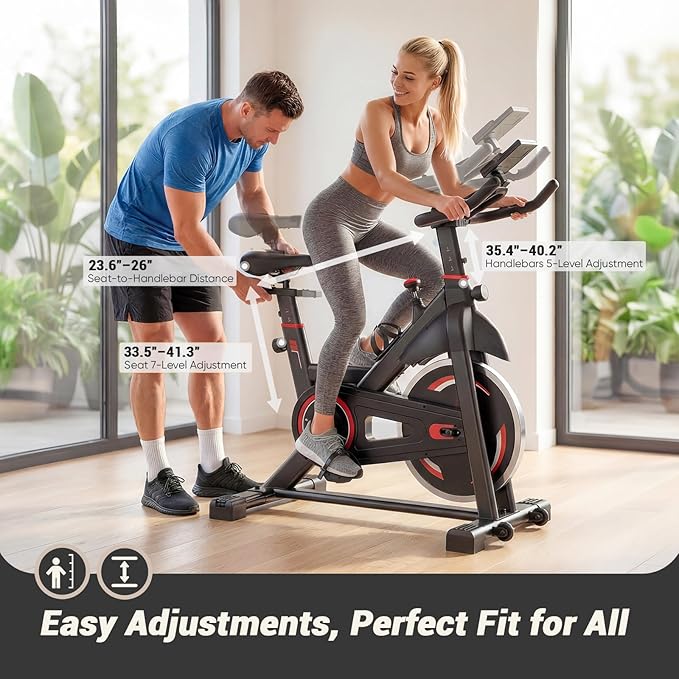 OLIXIS Exercise Bike with APP Control, Brake Pad Stationary Bikes with Quiet Magnetic Resistance, Indoor Cycling Spin Workout Bike with 300.0 lbs Weight Capacity