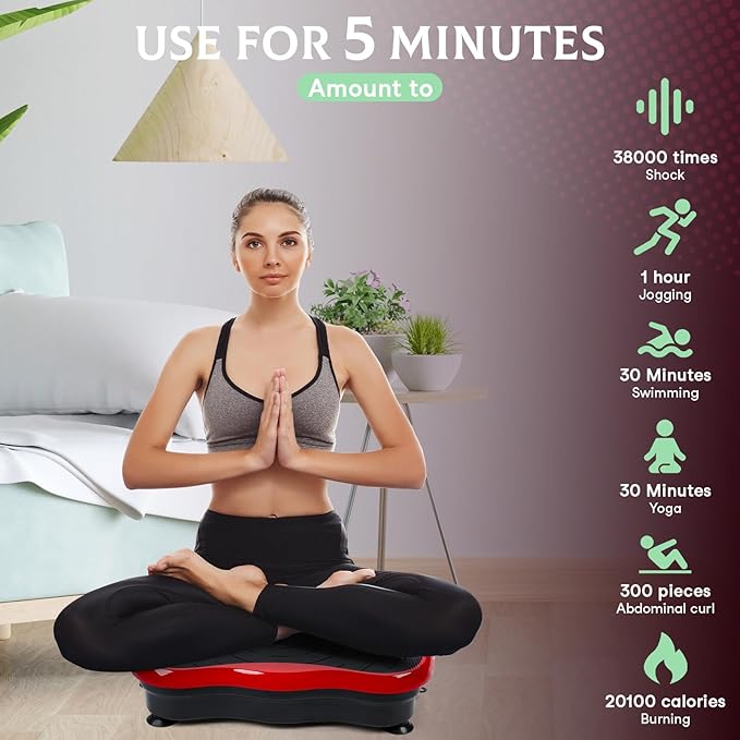 Power Vibrating Platform, Vibration Plate Exercise Machine for Weight Loss and Toning, Whole Body Vibration with Resistance Bands, Home Gym Equipment