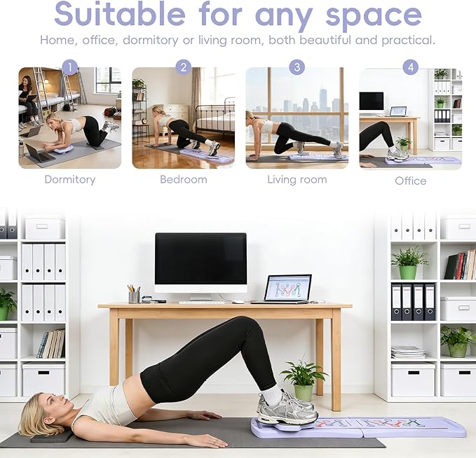 Pilates Board for Home Workout, Portable Pilates Reformer Set Multifunctional Ab Trainer with Resistance Bands Phone Support 300lbs Capacity Foldable for Women Full Body Workout