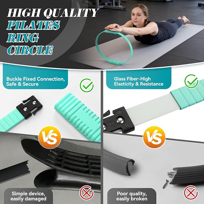 Pilates Ring, Silicone Magic Pilates Rings, Lightweight & Durable Flexible Fitness Circle Exercise Equipment for Toning Arms, Thighs,Legs, Core,Yoga & Physical Therapy
