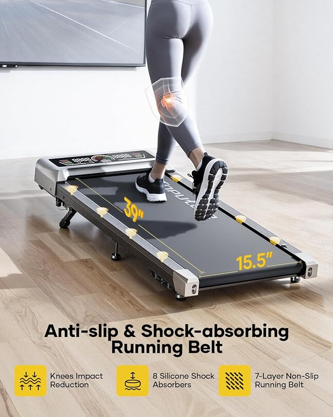 Walking Pad with 10% Incline, 3.0HP Brushless Quiet Under Desk Treadmill, Portable Treadmills for Home/Office, Running Machine 300 lbs Capacity with RGB LED Screen, Remote Control/App Control