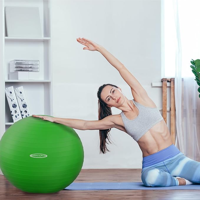 Fitvids Exercise Ball for Fitness, Yoga, Pilates with Quick Pump, Anti-Burst Slip Resistant Balance Ball