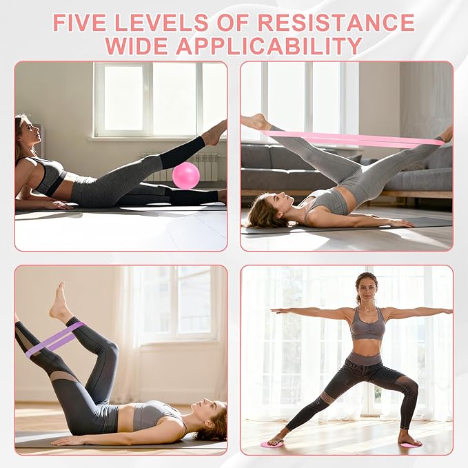 Pilates Equipment for Women - at Home Pilates Kit 18Pcs with Resistance Bands, Figure 8 Band & More for Full Body Strength, Flexibility & Core Workouts