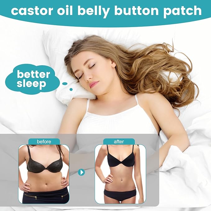 36Pcs Castor Oil Patches, Organic Cotton Castor Oil Patches for Belly Button, Massage Oils -White