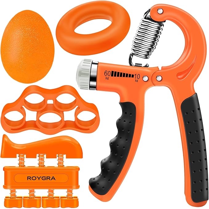 roygra Grip Strength Trainer (5 Pack), Forearm Strengthener, Hand Strengthening Devices, Hand Exercisers for Strength, Finger Strengthener, Wrist Exerciser, Baseball Climbing Calisthenics Basketball