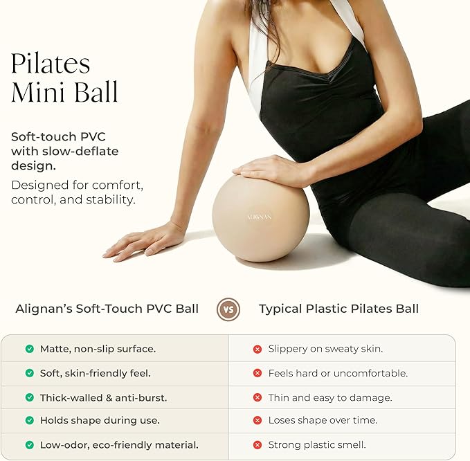 Pilates Kit for Home Workouts with 14” Pilates Ring Pilates 8” Mini Ball with and 3 Booty Bands Set, Pilates Essentials Kit for Women with Guided Workout Video, Home Pilates Equipment, Beige