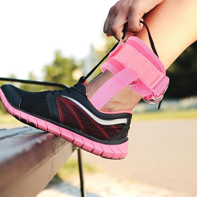 SUPVOX Adjustable Ankle Workout Straps with Buckle, 2pcs Pink Resistance Leg Strength Training Wraps for Gym Cable Machine Attachments, Multi-Functional Fitness Equipment for Home and Gym