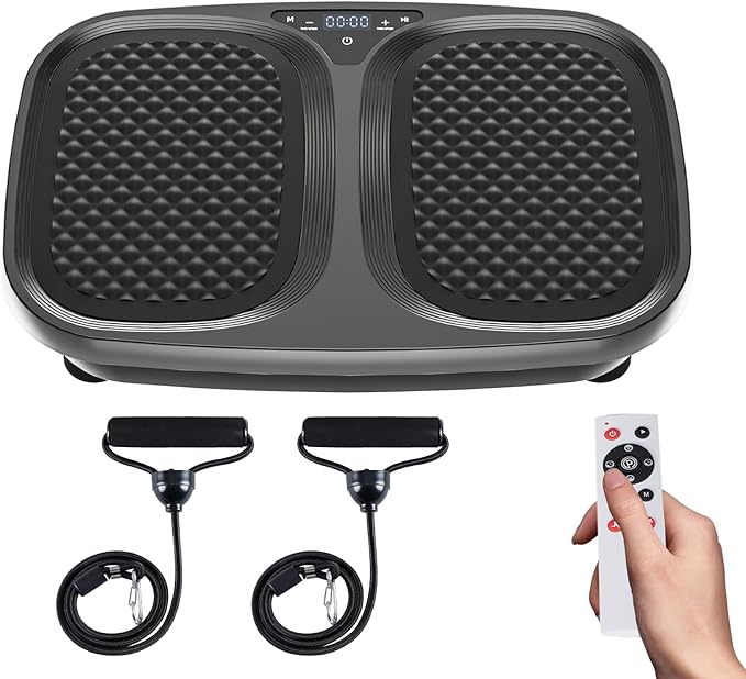 NEWBULIG Vibration Plate, Whole Body Workout, Vibrating Platform with LED Touch Screen & Pull Ropes for Weight Loss & Muscle Toning, Home Gym Fitness Equipment with Remote Control for Women Men