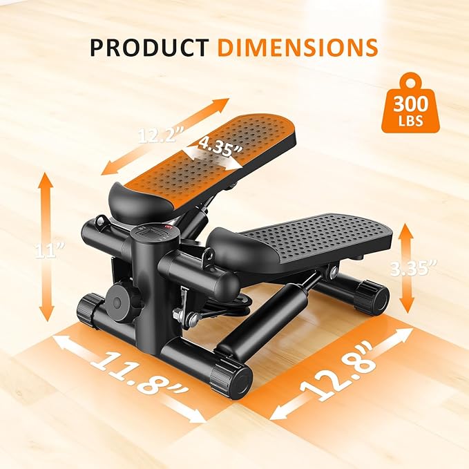 Stair Stepper with Resistance Bands for Home Exercise, Mini Stepper Machine for Indoor Fitness, Portable Home Gym Stepper for Full Body Workout, 300LBS Capacity