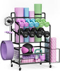 HavenlyYouth Dumbbell Rack, Home Gym Weight Rack Storage, Adjustable Dumbbell Stand Organizer with Wheels, Holds Dumbbells, Kettlebells, Yoga Mats