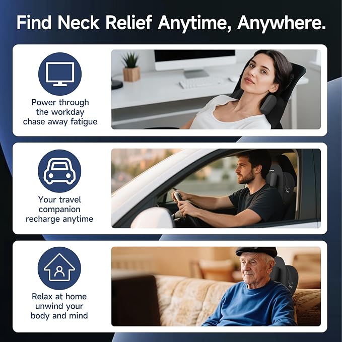 Neck Massager Pillow, Neck and Shoulder Relaxer with Heat, 3 Modes and Strengths, Neck Massager for Pain Relief Deep Tissue, Remote Control, Gift for Women Men Parents Christmas,Black