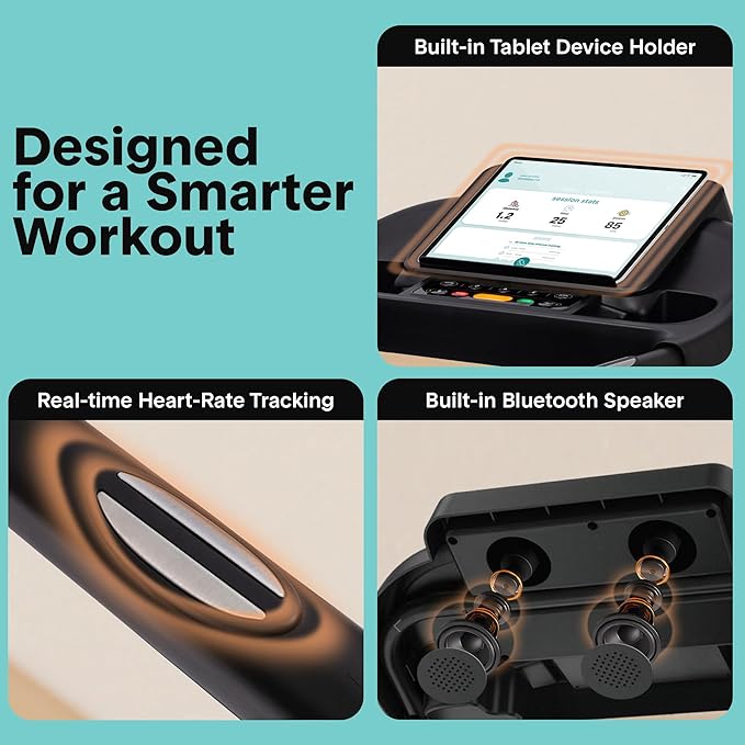 SereneLife Treadmill with Incline & Handle Bars | Compact Portable Walking Pad & Treadmill for Home/Apartment | Wide Running Belt 40" x 16" | Includes Workout Trainer Program with Bluetooth App