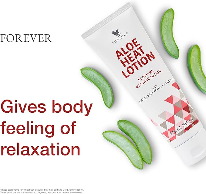Forever Living - Forever Aloe Heat Lotion with Menthol & Eucalyptus - Skin Nourishment - Vegan-Friendly Formula - 4 fl oz. (Pack of 2)