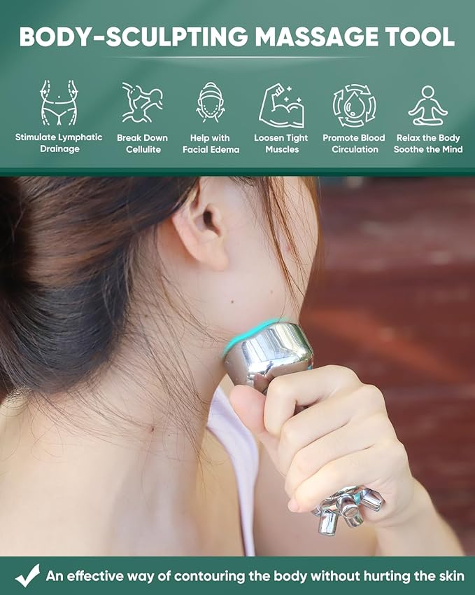 ONUEMP Fascia Massage Tool, Stainless Steel Myofascial Release & Gua Sha Scraping Facial Massager, Deep Tissue Cellulite Massager, Maderoterapia Kit Colombiana for Lymphatic Drainage