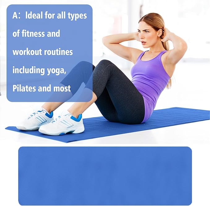 Yoga Mat Thick, 70x23 Inches Non-Slip Extra Thick Anti-Tear High Density Fitness Mat with Carrying Strap,Soft Black Pilates Mat for Pilates,Home Workout,Stretching,Fitness,Gym,Exercise