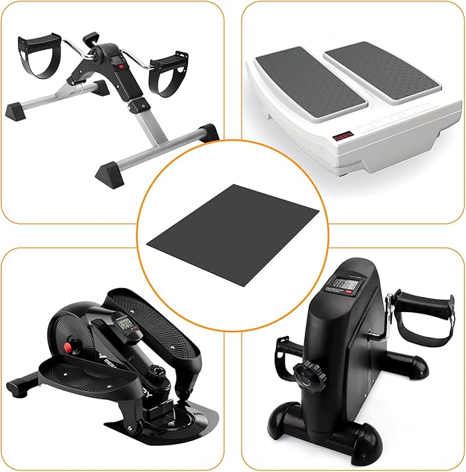 Elliptical Machine Non-Slip Mat, Apply to Under Desk Elliptical Peddler While Sitting, Perfect for Electric Seated Foot Pedal Exerciser, Enhanced Stability & Floor Protection (Black)