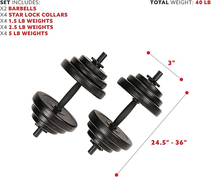Sunny Health & Fitness Mini Stepper Machine, Stair Stepper Exercise Equipment with Resistance Bands for Home Workout + Exercise Vinyl 18 KG Dumbbell Set Hand Weights for Strength Training - NO.087