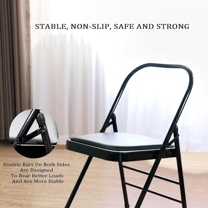 Yoga Chair,Double Beam Pilates Chair,PU Seat Surface Comfortable and Soft,for Home Office Dining Indoor Outdoor