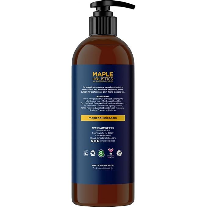 Luxurious Vanilla & Flirty Berry Massage Oil Set - Aromatherapy Full Body Massage Oil for Couples Bundle with Naturally Scented Vegan & Non GMO Ingredients (8 Fl Oz Each)