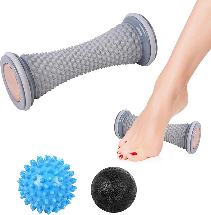 WOVTE Massage Lacrosse Ball for Sore Muscles, Shoulders, Neck, Back, Foot, Body, Deep Tissue, Trigger Point, Muscle Knots, Yoga and Myofascial Release (Blue) (Gray Blue Black)