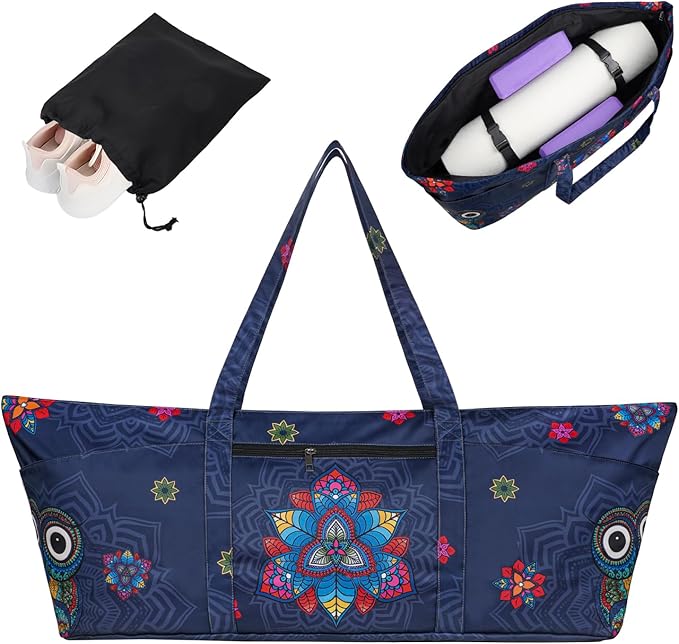Yoga Mat Bag Yoga Mat Carrier with Shoes Compartment & Wet Pocket Pilates Bag with Zipper Pockets & Yoga Mat Holder Strap Yoga Bags and Carriers Fits All Your Stuff