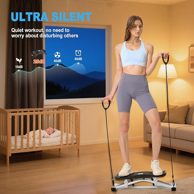 HOTSWEAT Balance Board, Ski Balancing Machine with 300 LBS Weight Capacity, Slide Stepper Stimulated Ski with Resistance Bands, Portable Balance Trainer for Full Body Workout