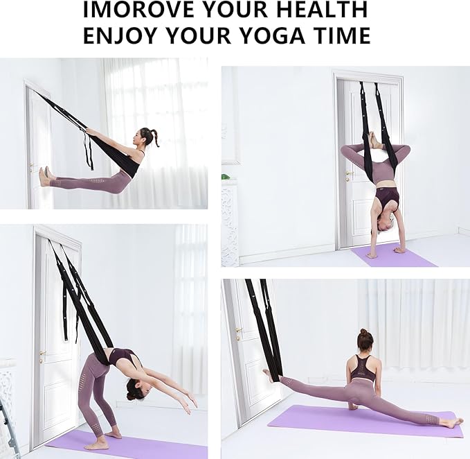 Yoga Stretching Strap, Leg Waist Back Bend Auxiliary Yoga Stretch Band, Upgraded Version with Door Anchor 2 Resistance Rope Stretch Strap Inversion Trainer for Pilates Dance Aerial Yoga Fitness