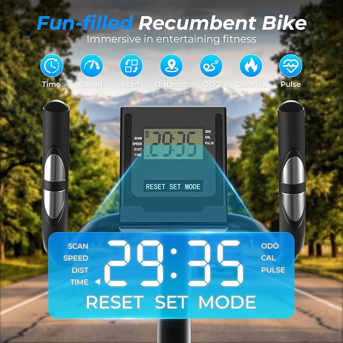Recumbent Exercise Bike for Home Heavy-Duty Stationary Bike For Seniors Bicycle Exercise Machine Bicycle LCD Monitor,265LBS,8 Level Resistance Black