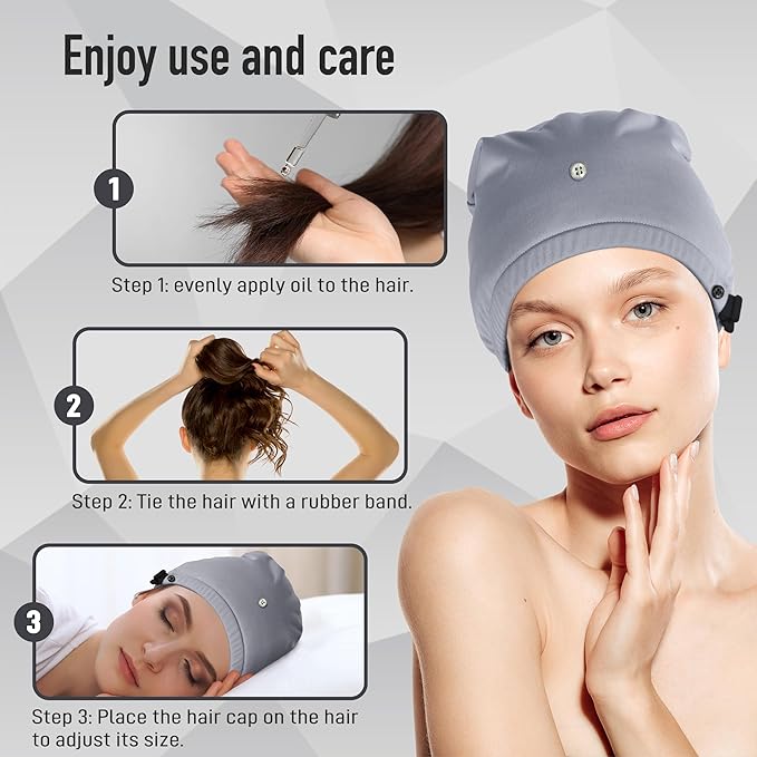 Castor Oil Pack Wrap for Head, Reusable Hat Wrap Organic Cotton for Women Sleeping，Castor Oil Pack Kit for Thinning, Balding, Dry and Damaged Hair(Oil Not Included) M