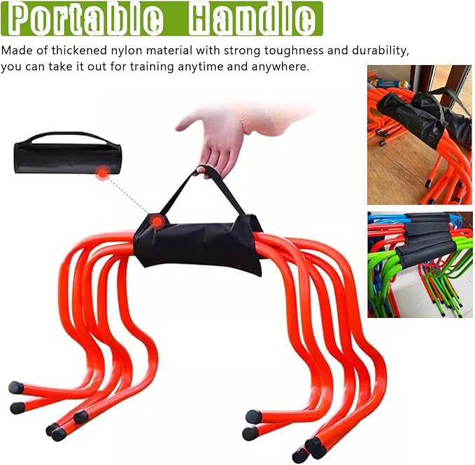 Football Hurdles Soccer Training Agility Hurdles, 5 Pack Different Height Mini Speed Hurdles with Carry Strap, Portable Workout Jumping Hurdles Obstacles Bar