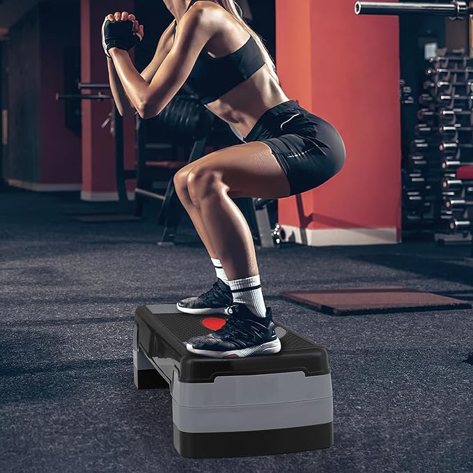 MADOG Aerobics Stepper Platform with 4/6/8 inch Height Stackable Risers