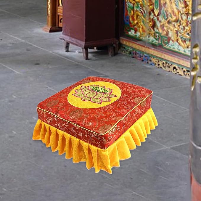 Kneeling Stool Floor Seat with Detachable Washable Cover for Adults Nonslip Meditation Bench Tatami Seat for Yoga Prayer Home 18.50x18.50x9.84inch- Red Set